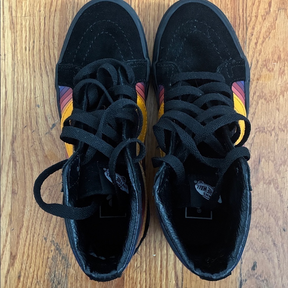 Vans Black Suede High-Tops with Multicolor Panels Sz 5 - Picture 5 of 5